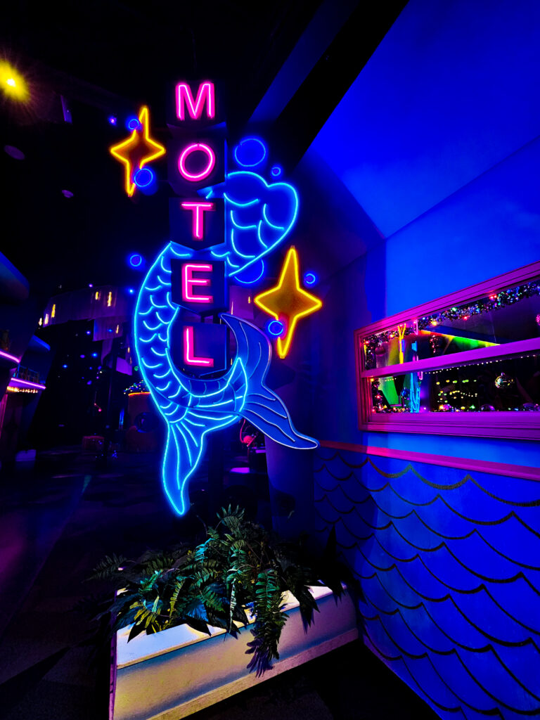 THe neon Motel sign at the mermaid motel at fairgrounds st pete